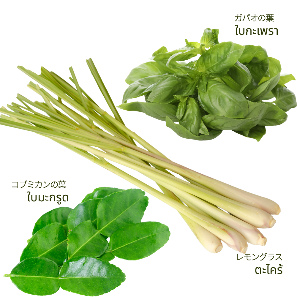 レモングラス・ガパオの葉・コブミカンの葉